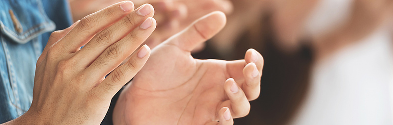Applause People standing in a row, clapping their hands